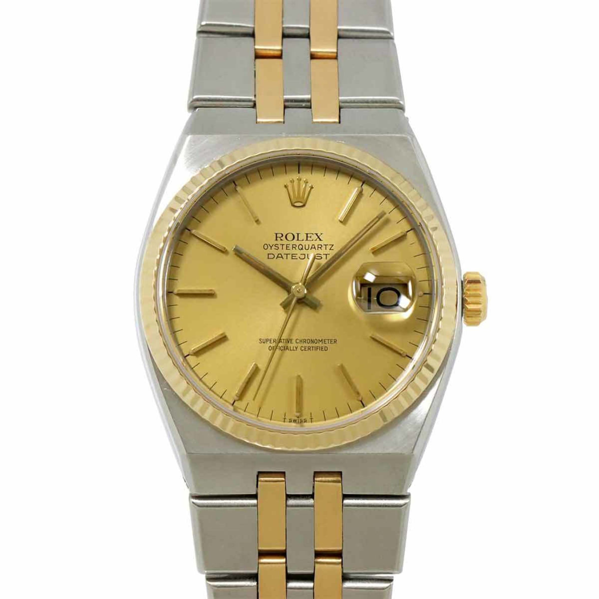 Pre-Owned Rolex Oysterquartz Datejust Two-tone Watch 17013 No. 6 Men's Gold 18KYG