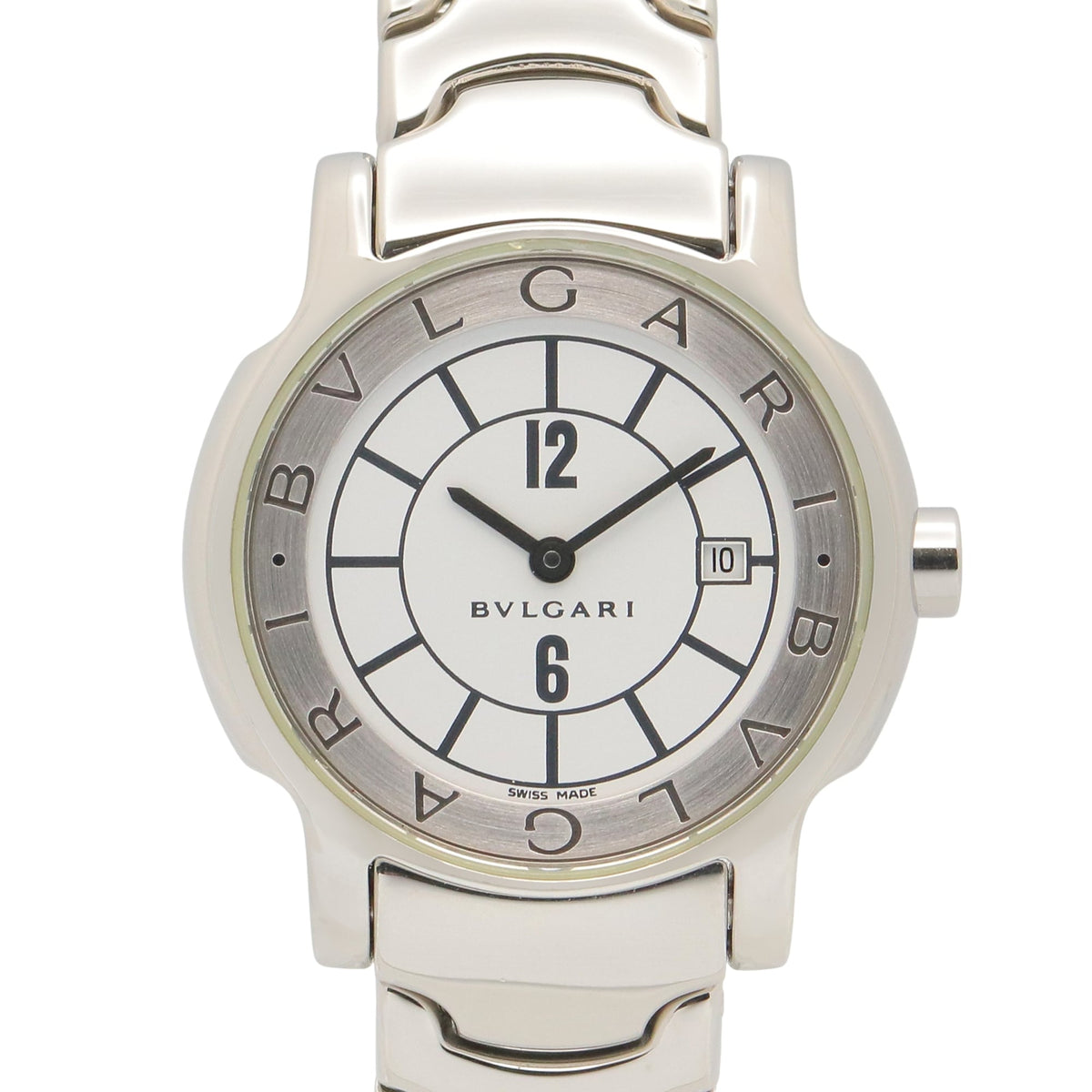 Pre-Owned Bulgari BVLGARI Solo Tempo Watch, Stainless Steel, Women's, White (ST29S)