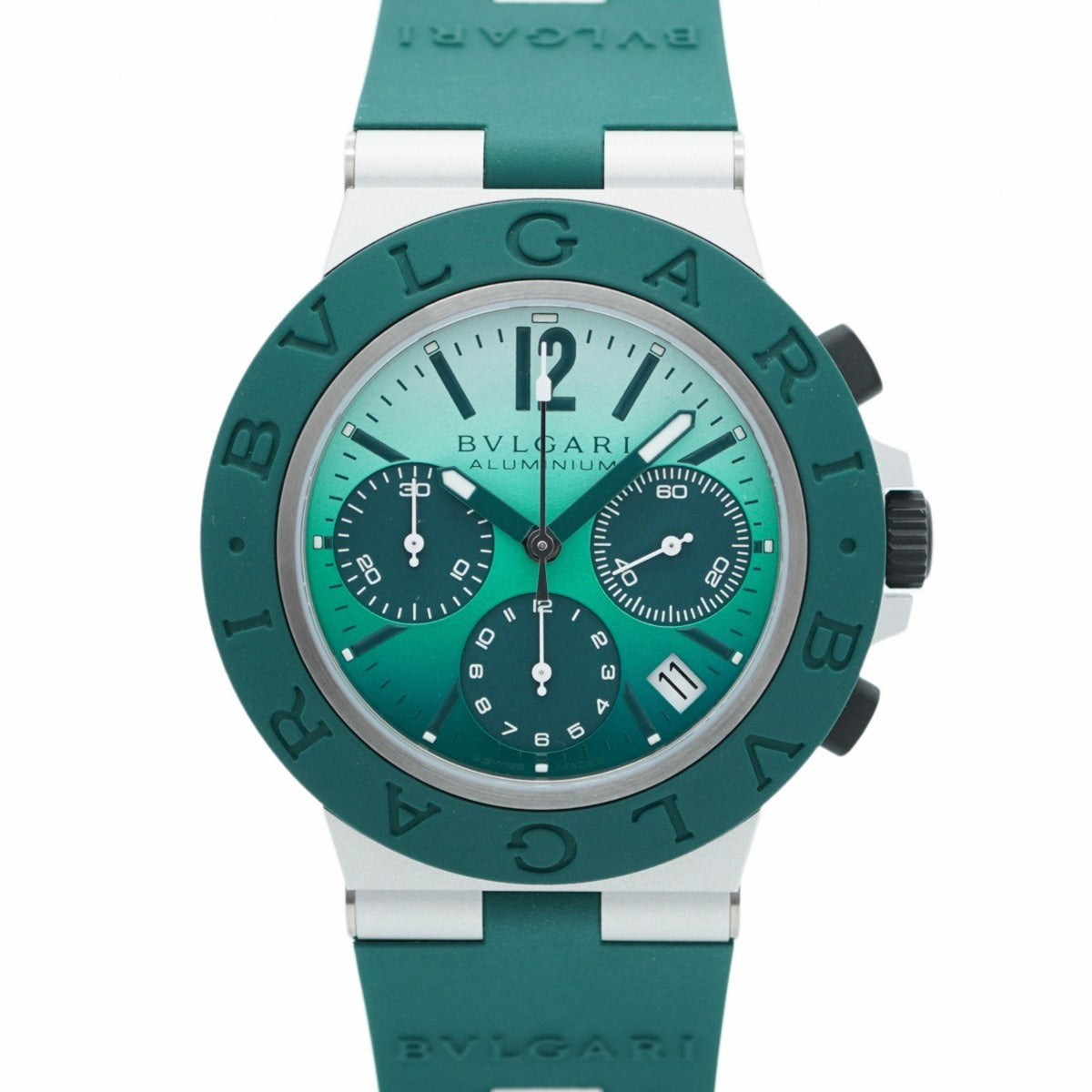 Gebrauchte BVLGARI BB40ATCH Herrenuhr mit grünem Zifferblatt 