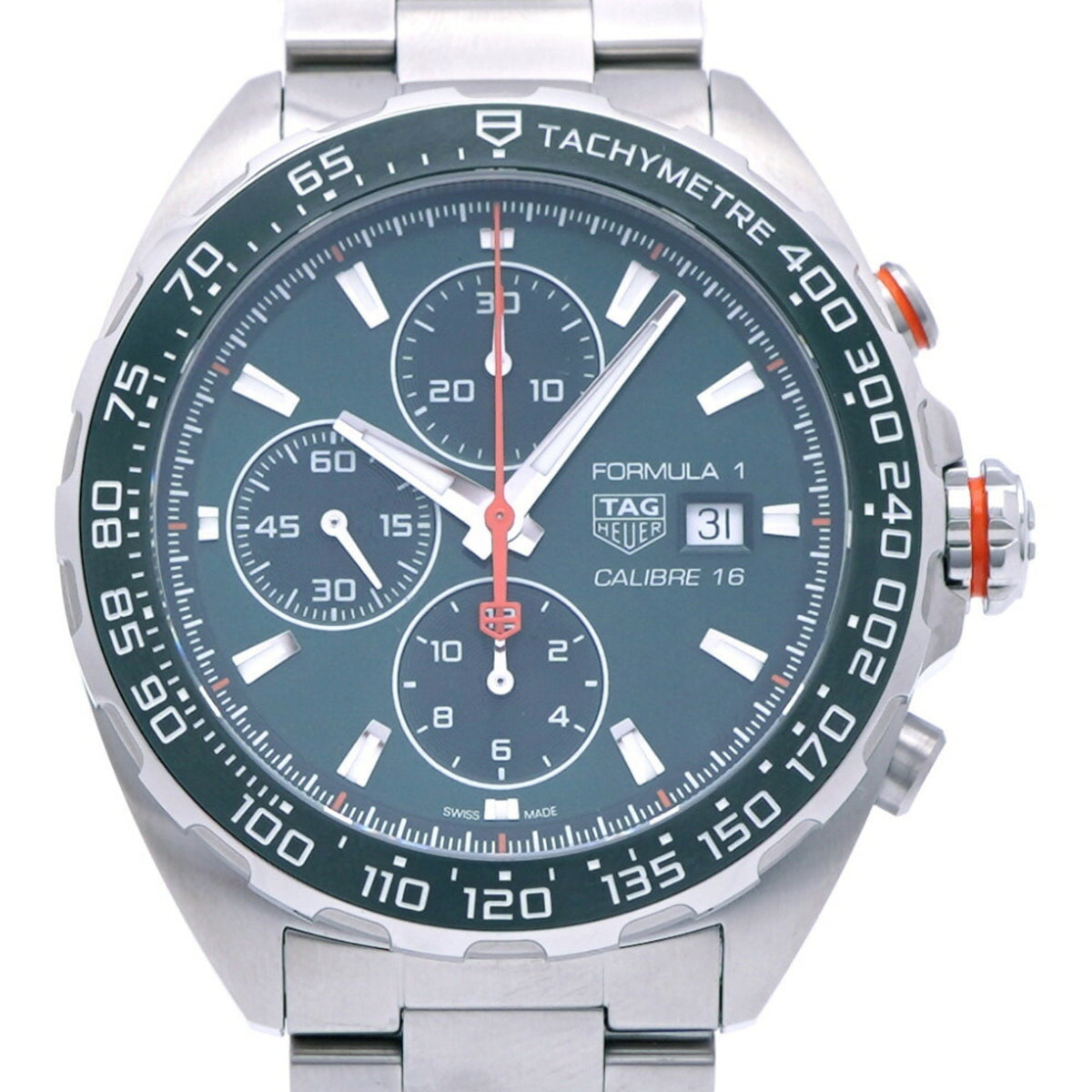 Pre-Owned Like new TAG Heuer Formula 1 Calibre 16 CAZ201H.BA0876 automatic watch in stainless steel and green (0182TAG HEUER) for men