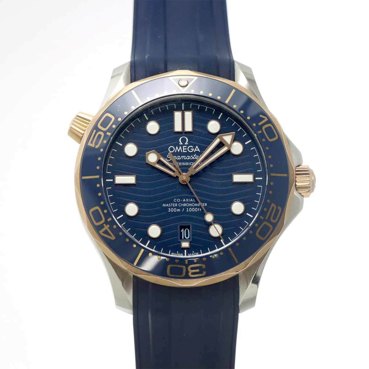 Pre-Owned Omega Seamaster Diver 300 Co-Axial Master Chronometer Two-Tone 210 22 42 20 03 002 Men's Watch Date PG Pink Gold Automatic