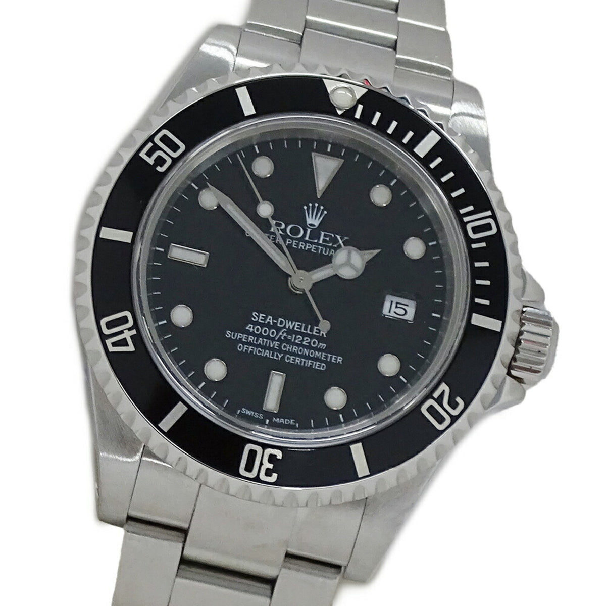 Gebrauchte Rolex ROLEX Sea-Dweller 16600 A-Serie Herrenuhr Datum Automatik AT Edelstahl SS Silber Schwarz Poliert 