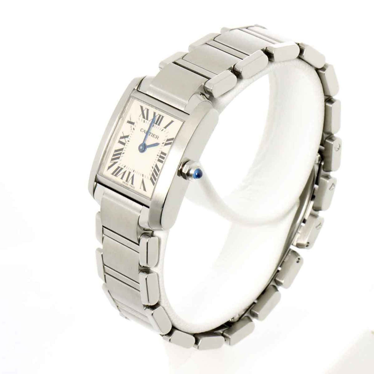 Gebrauchte Cartier Tank Francaise SM W51008Q3 Damenuhr Elfenbeinquarz 