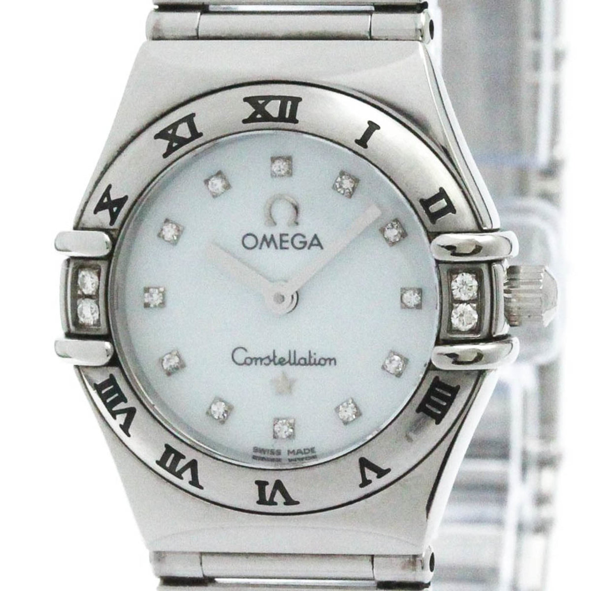Gebrauchte OMEGA Constellation Diamant MOP Zifferblatt Stahl Quarz Damenuhr 1566.76 BF580459 
