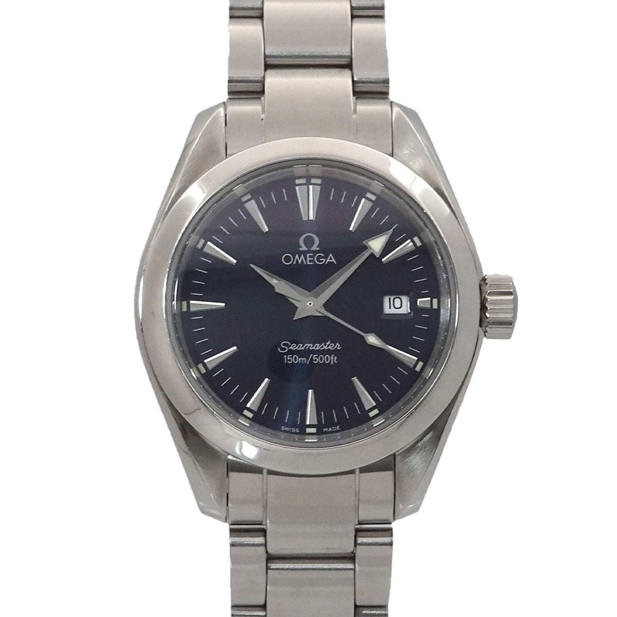 Pre-Owned OMEGA Seamaster Aqua Terra 2577 80 Women's Watch with Date, Navy Blue Quartz Movement