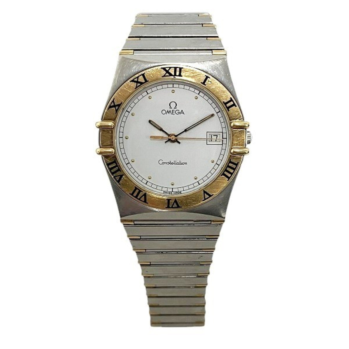 Gebrauchte Omega Constellation 396.1070.1 Quarzuhr mit weißem Zifferblatt, Herrenarmbanduhr 
