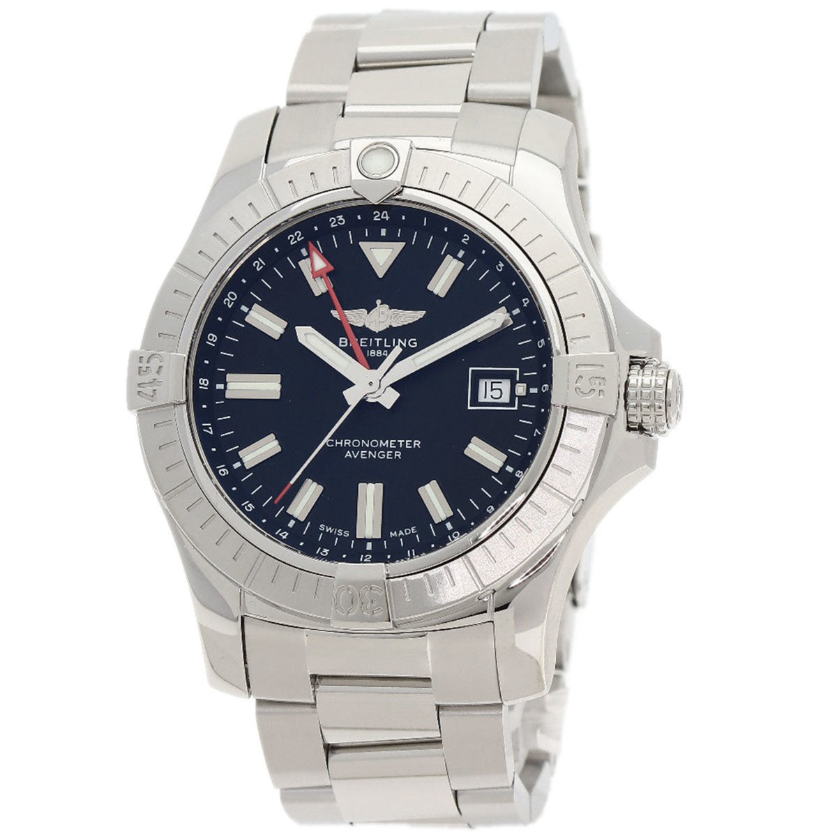 Pre-Owned Breitling A32397 Avenger Automatic GMT 43 Stainless Steel Men's Watch