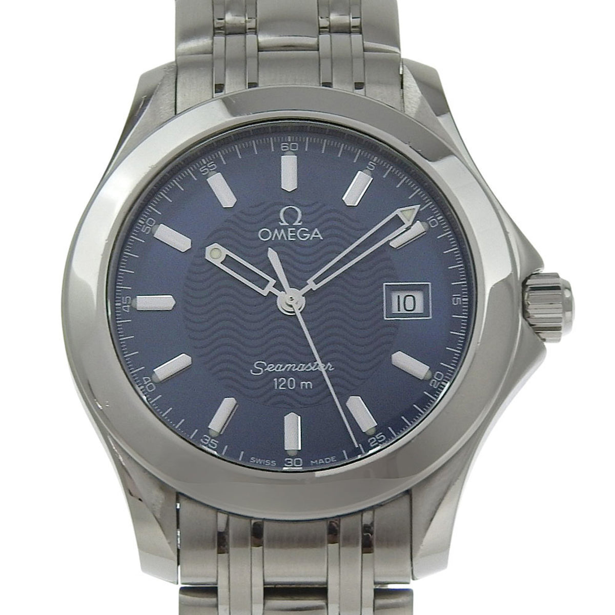 Pre-Owned OMEGA Seamaster 120M Watch, Caliber 1538 2511.81, Stainless Steel, 1998, Quartz Movement, Analog Display, Navy Dial, 120M, Men's