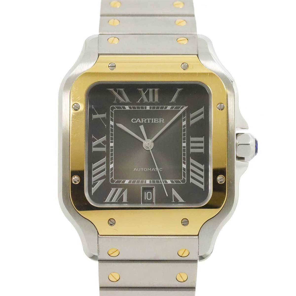 Gebrauchte Cartier Santos de LM Combi W2SA0030 Herrenuhr Datum Grau K18YG Automatik 