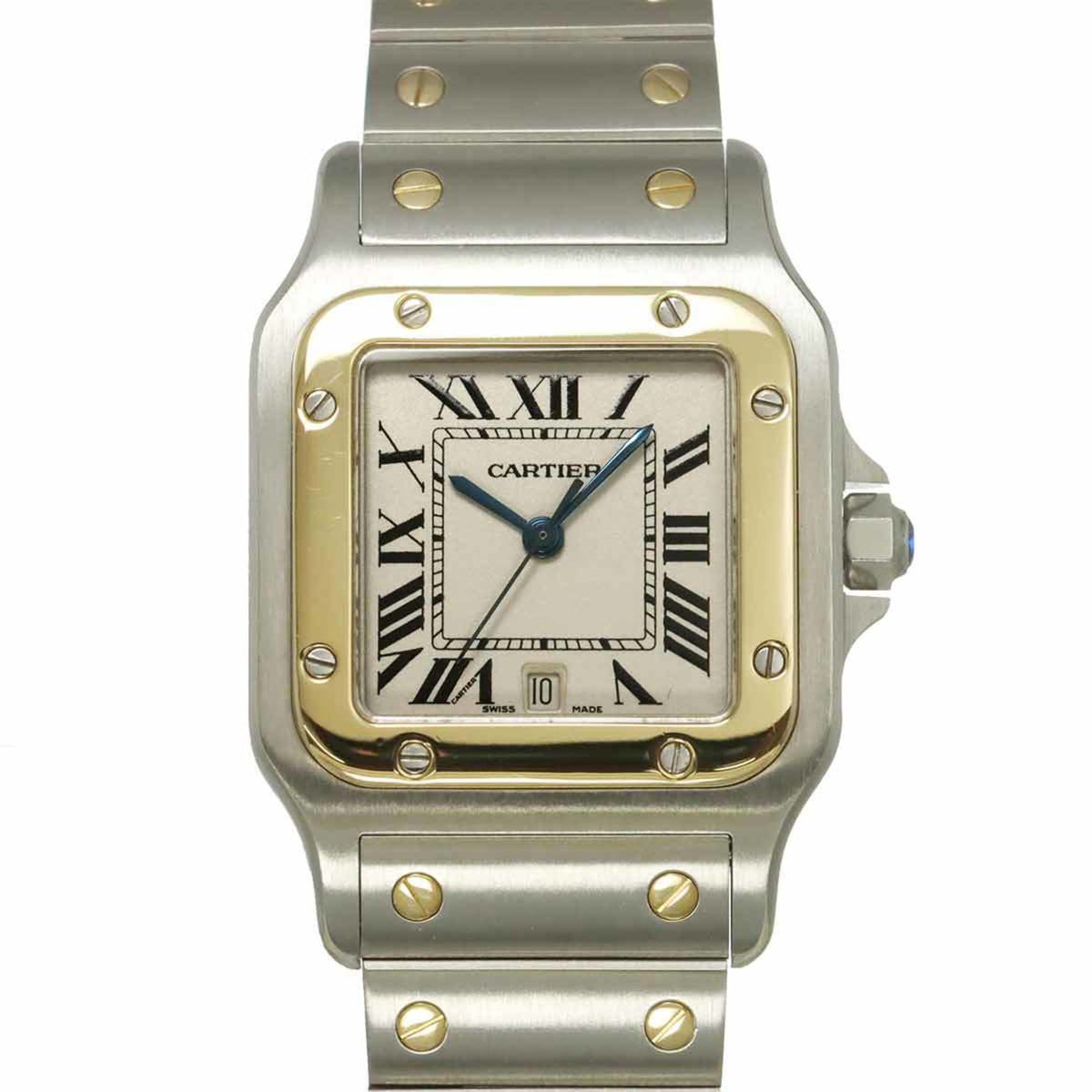 Pre-Owned Cartier Santos Galbee LM W20011C4 Two-tone Men's Watch with Date Display and 18K Yellow Gold Quartz Movement