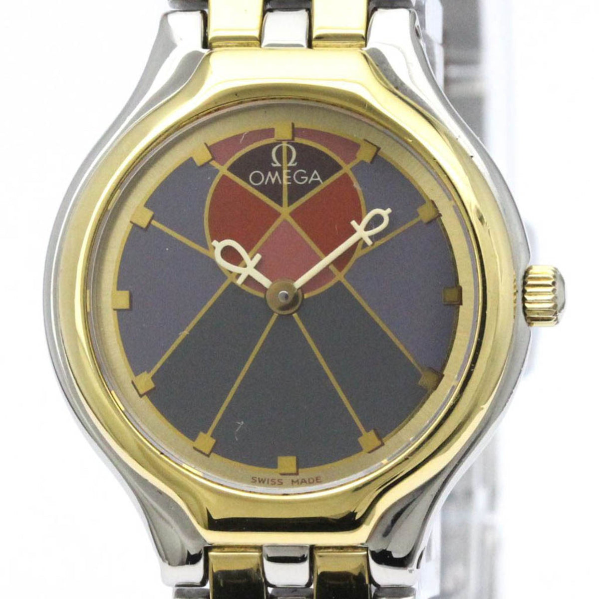 Gebrauchte polierte OMEGA De Ville Symbol K18 Gold Edelstahl Damenuhr BF565456 
