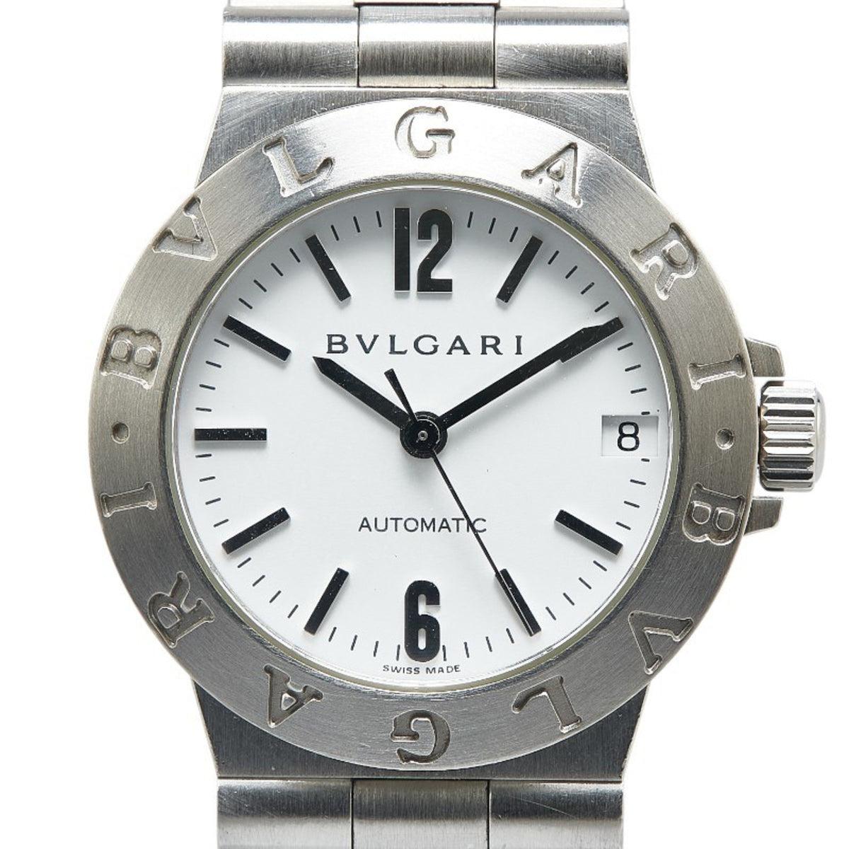 Gebrauchte BVLGARI Diagono Sportuhr LCV29S Automatik Weißes Zifferblatt Edelstahl Damen 