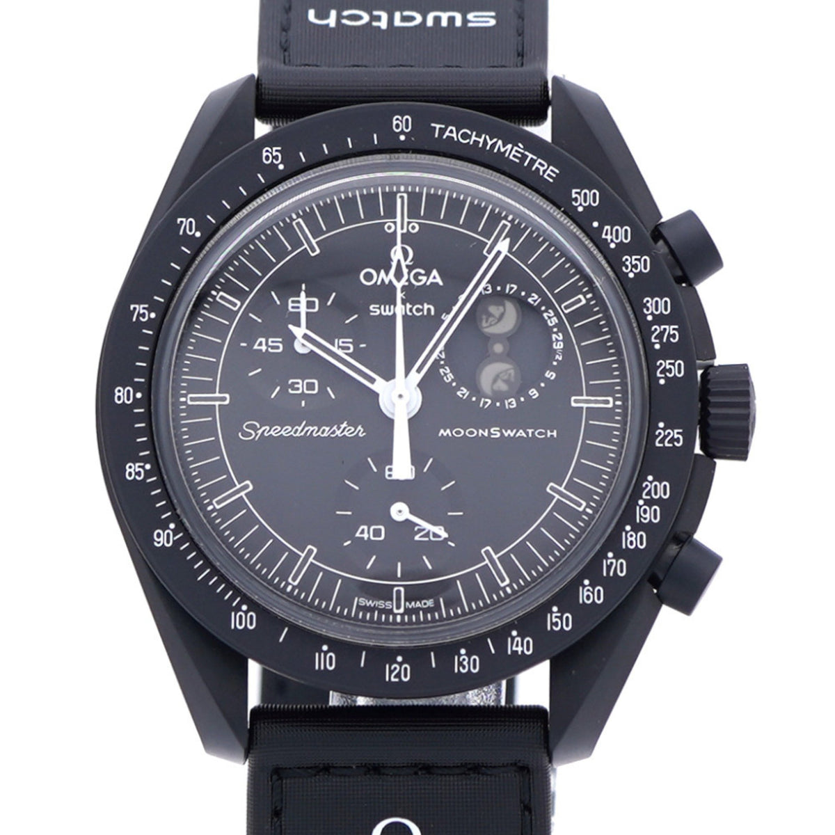 Pre-Owned Unused Omega Quartz x Swatch Mission to the Moon Phase Snoopy Speedmaster S033B700 Wristwatch, Nylon/Bio-Ceramic White, 1752 OMEGA Men's