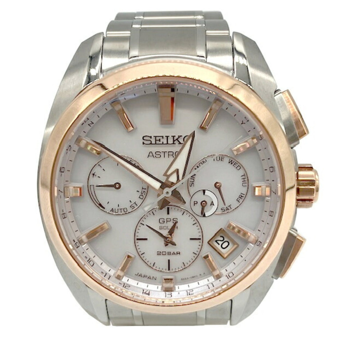 Gebrauchte SEIKO Astron Sports 5X53-0AV0 SBXC104 Weißes Zifferblatt GPS Solar Radio Herrenuhr Luxus 