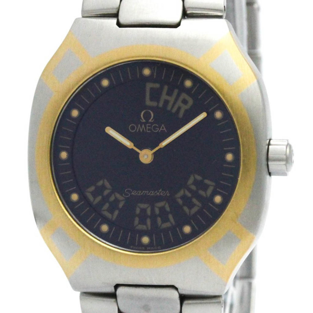 Gebrauchte OMEGA Seamaster Polaris Analog Digital 18K Gold Stahl Uhr 2540.50 Poliert 