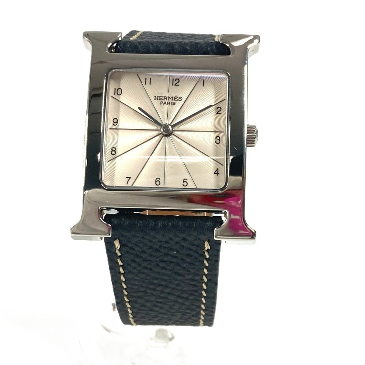 Gebrauchte HERMES HH1.510 H Uhr Damen Herren Logo Armbanduhr SS Silber Wie Neu 