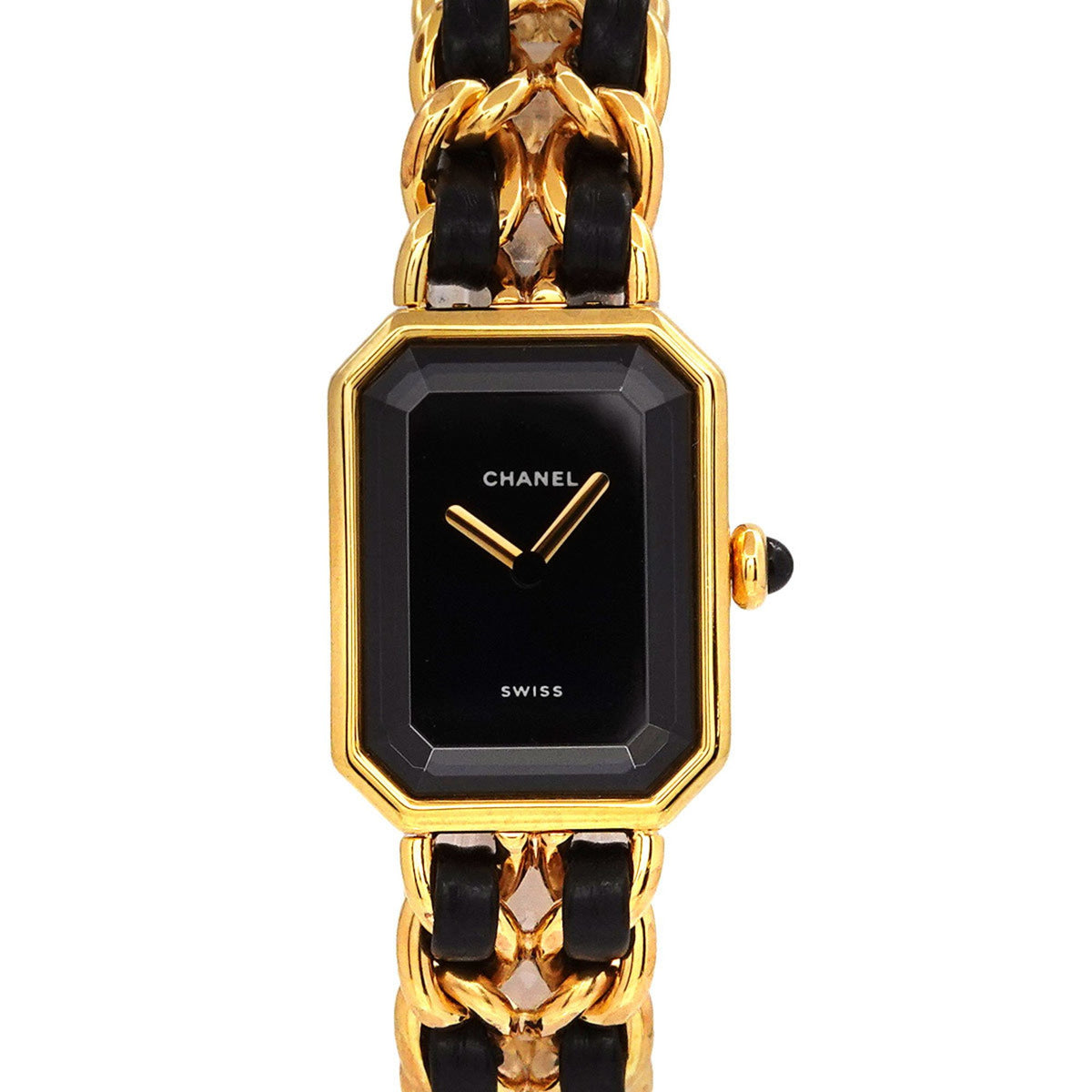 Gebrauchte CHANEL Premiere S Größe H0001 Damenuhr Schwarz Gold Quarz 