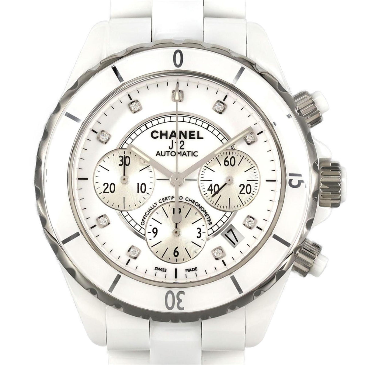 Gebrauchte Chanel J12 Chronograph Keramik 9P H2009 Armbanduhr Automatik 