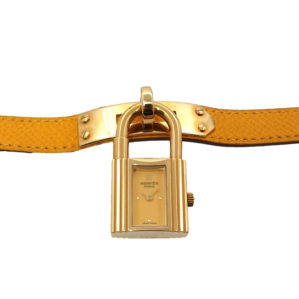 Pre-Owned Herm?s Kelly Watch Women's Gold and Yellow Quartz with Cadena