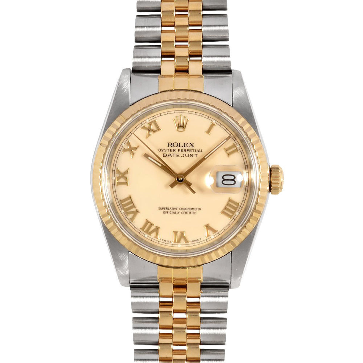 Gebrauchte Rolex ROLEX 16233 Datejust R-Serie Automatische Armbanduhr Elfenbein Zifferblatt YG x SS Kombination Creme Herren 