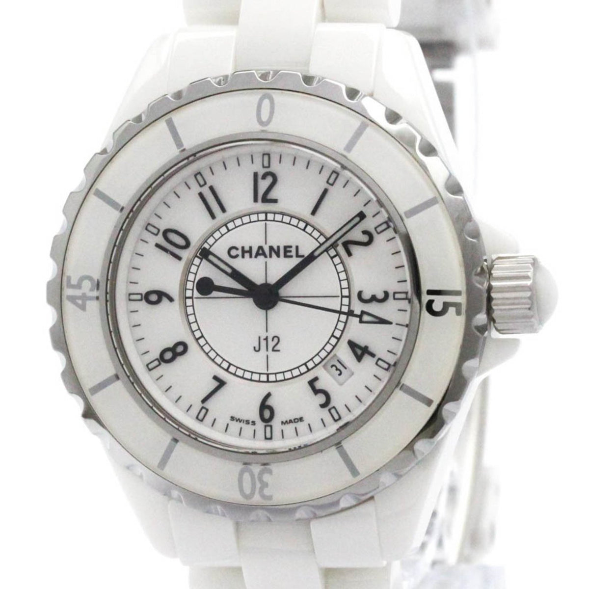 Gebrauchte CHANEL J12 Keramik Quarz Damenuhr H0968 poliert 