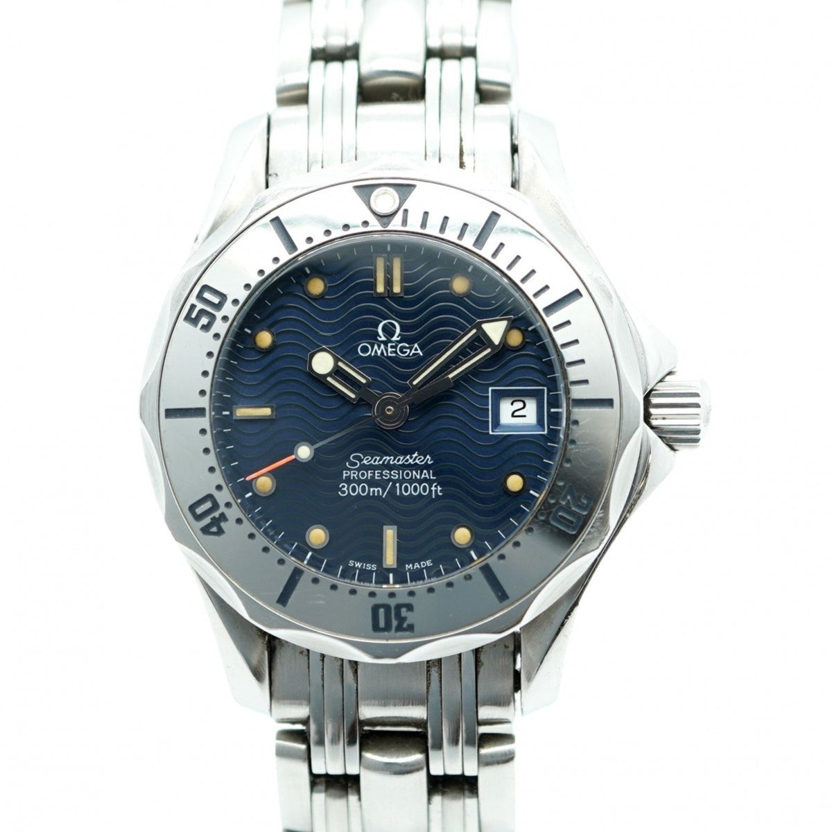 Gebrauchte Omega Seamaster 2582.8 Damenuhr mit blauem Zifferblatt 