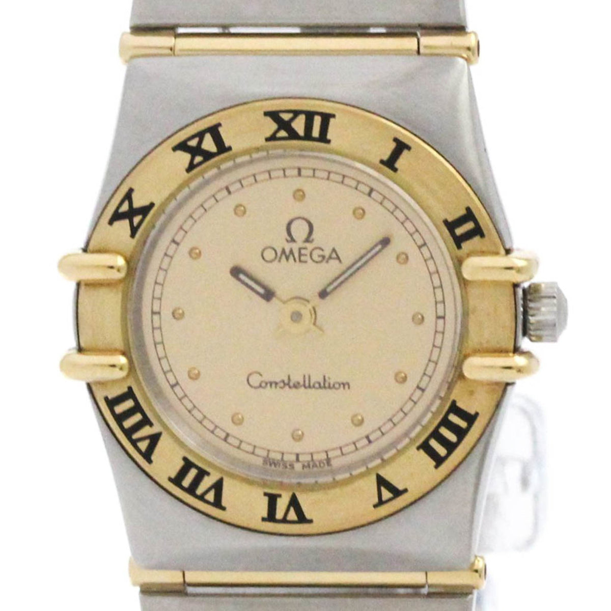 Pre-Owned OMEGA Constellation 18K Gold Steel Ladies Watch 795.1080 Polished