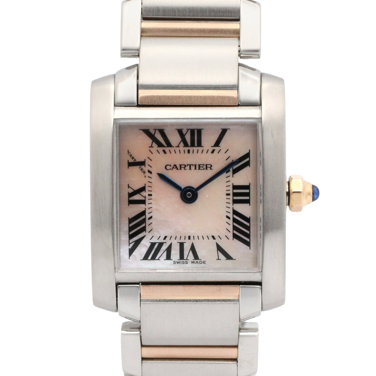 Pre-Owned Cartier Tank Fran?aise SM Watch, 18K Pink Gold (PG), Stainless Steel, Ladies', Tone, Shell, W51027Q4