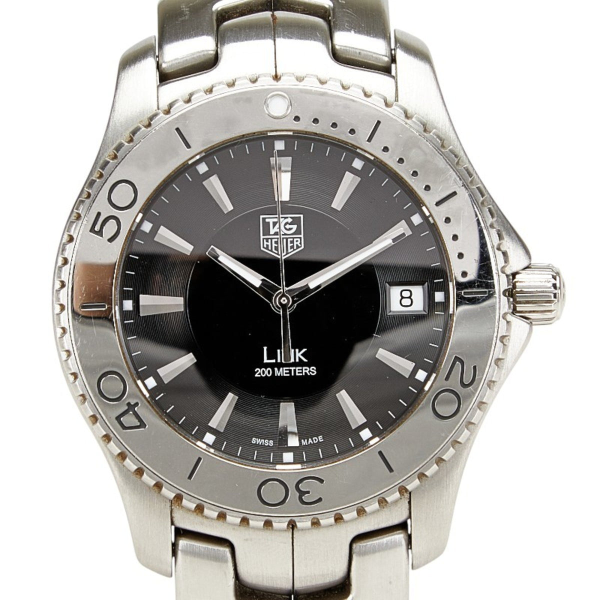 Pre-Owned TAG Heuer Link WJ1110 Quartz Watch with Black Dial and Stainless Steel, Men's