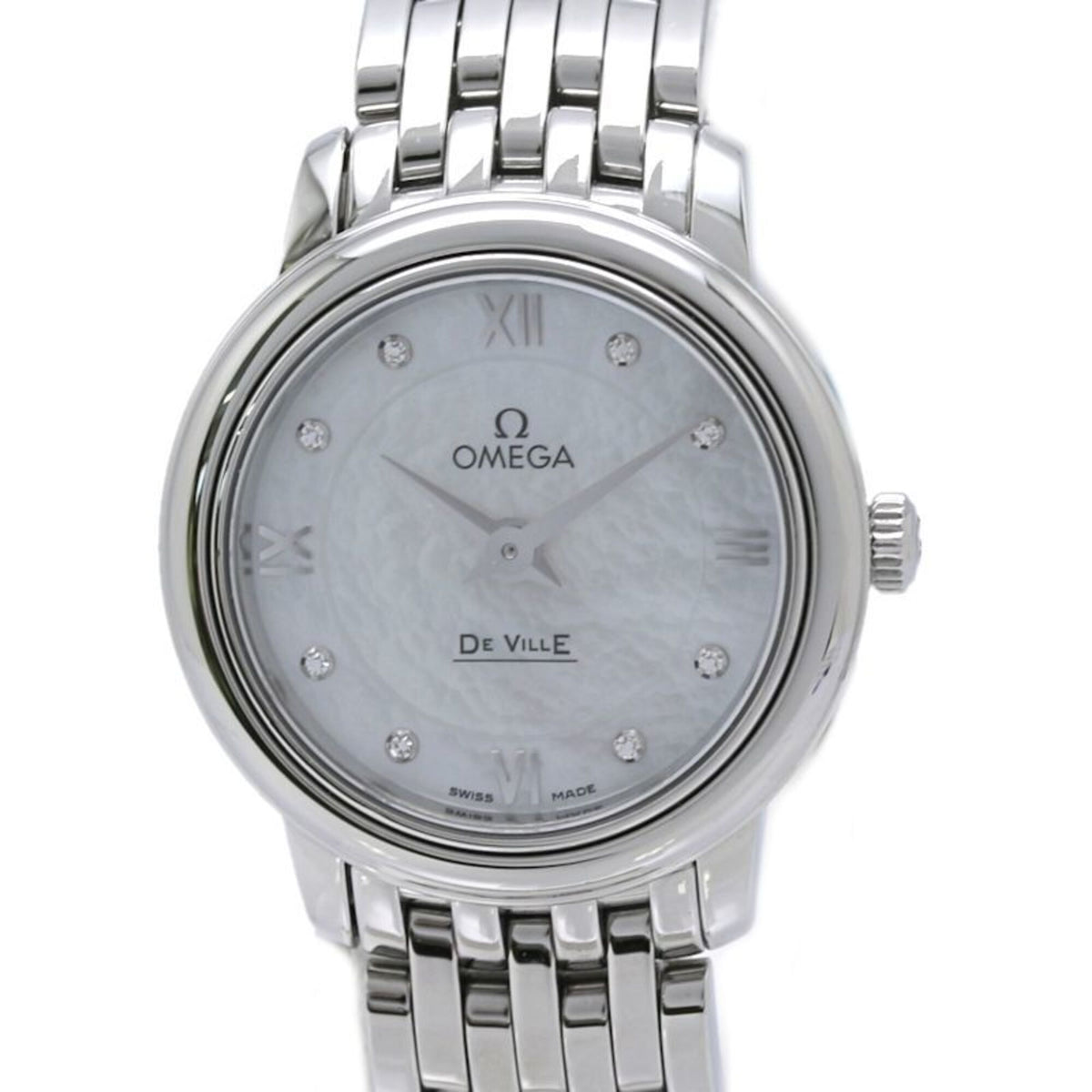 Pre-Owned OMEGA De Ville Prestige 8-Diamond Watch 424.10.24.60.55.001 Women's Stainless Steel 40455