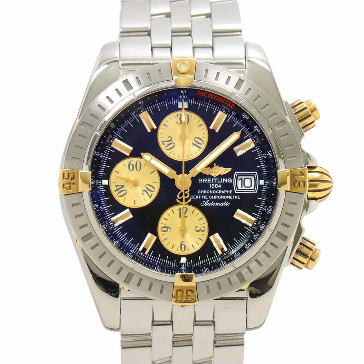 Gebrauchte BREITLING Chronomat Evolution Combi B13356 Herrenuhr Schwarz YG Automatik Chonomat 