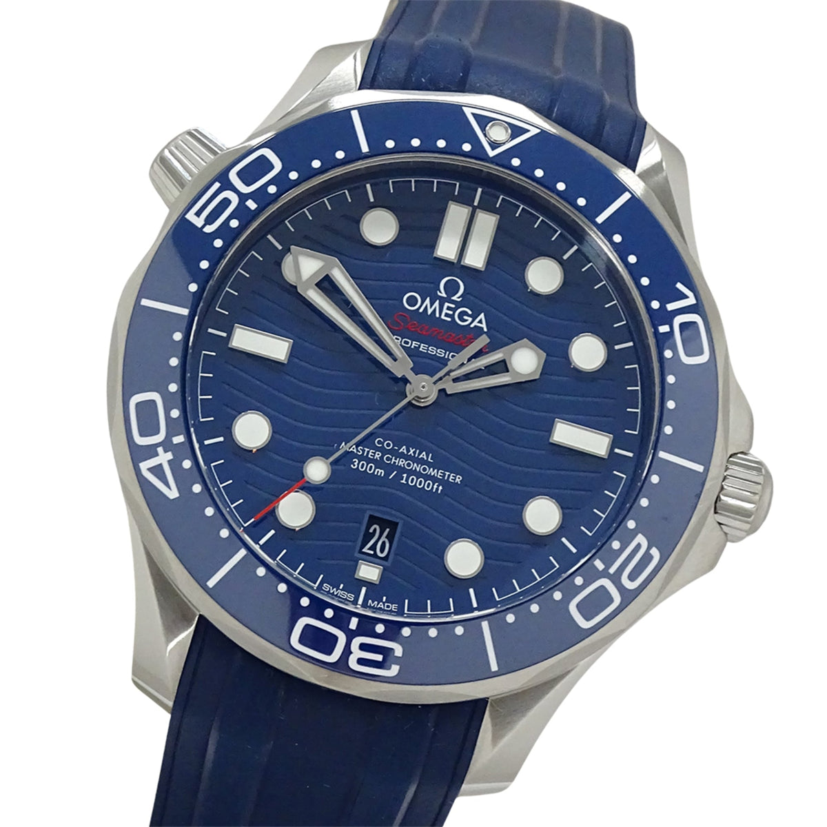 Pre-Owned Omega Seamaster 210.32.42.20.03.001 Men's Watch, Brand: Diver, 300m Water Resistant, Date, Automatic Movement, Stainless Steel (SS), Rubber Strap, Open Caseback