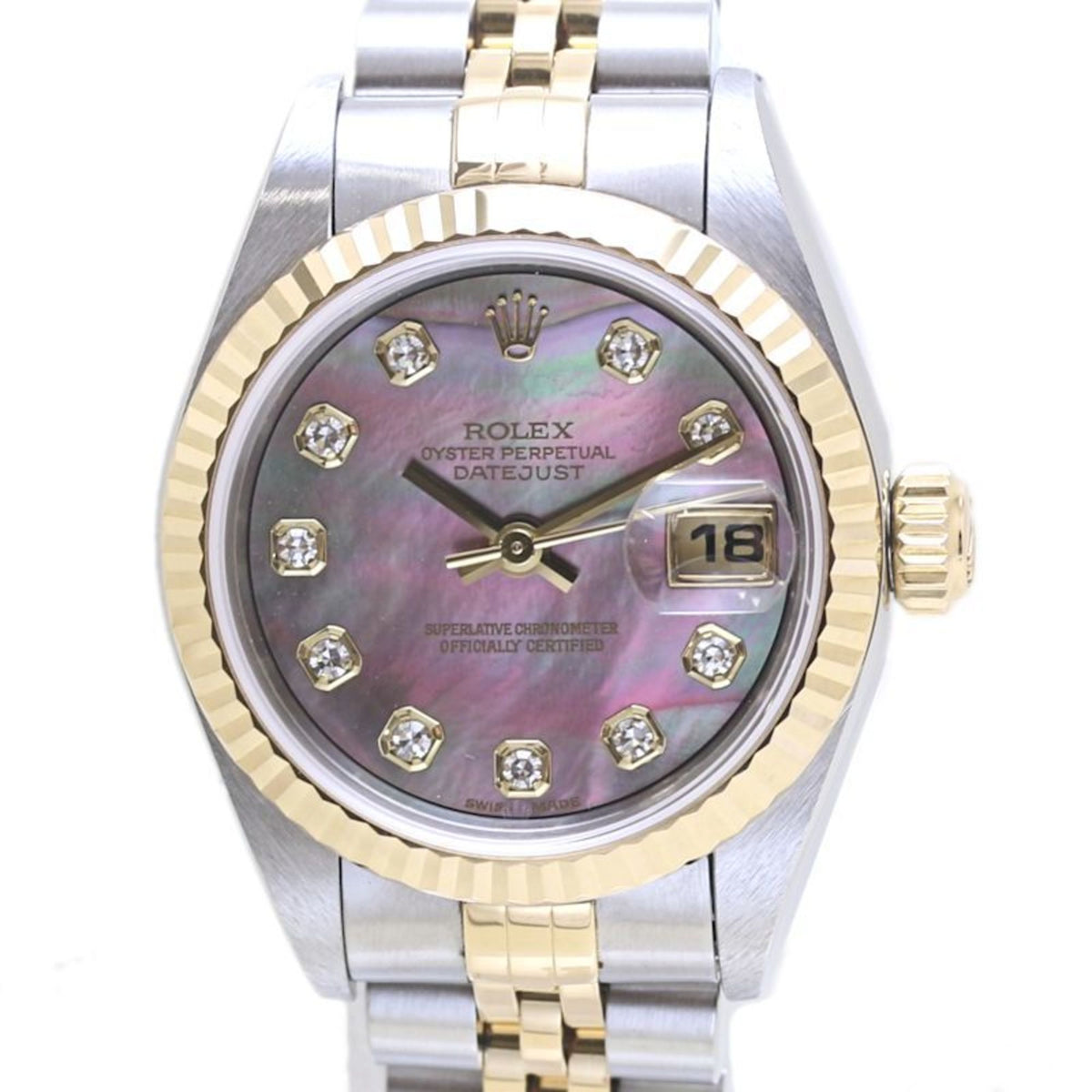 Gebrauchte ROLEX Rolex Datejust 10P Diamant 79173NG Schwarzes Gehäuse K18YG Gelbgold x Edelstahl Damen 40010 Uhr 