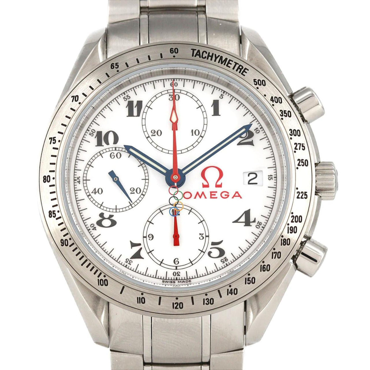 Pre-Owned Omega Speedmaster Date Olympic Collection 323.10.40.40.04.001 Stainless Steel Automatic Watch