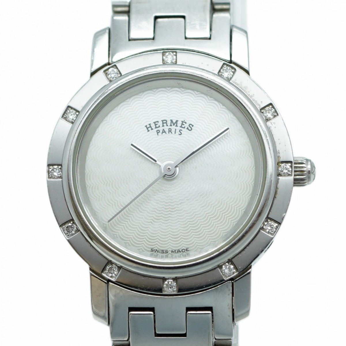 Gebrauchte Hermes Clipper Nacle CL4.230 Damenuhr mit weißem Zifferblatt 