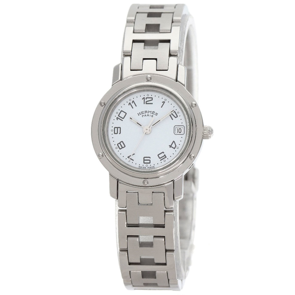 Pre-Owned Herm?s CL4.210 Clipper Watch in Stainless Steel/SS for Women