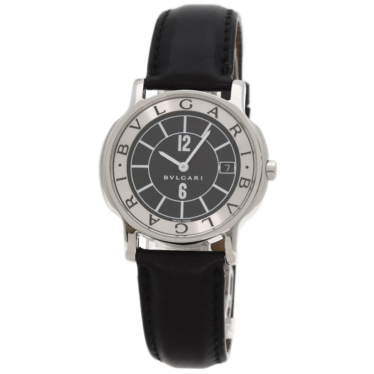 Gebrauchte BVLGARI ST35 Solotempo Uhr Edelstahl Leder Herren 