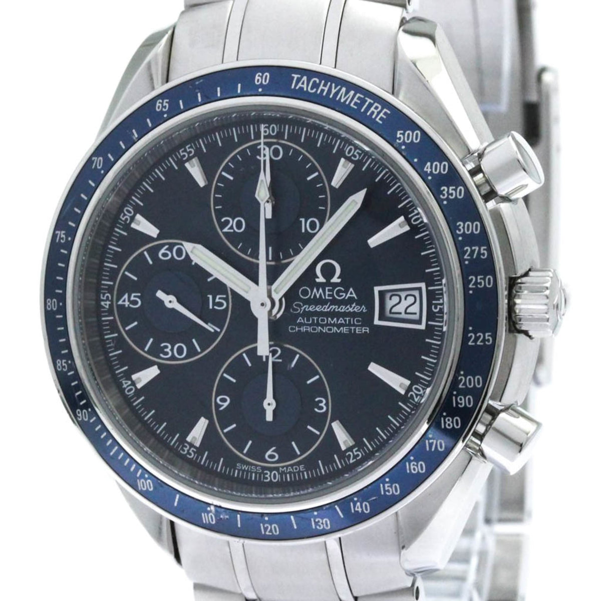 Pre-Owned OMEGA Speedmaster Date Steel Automatic Mens Watch 3212.80 Polished