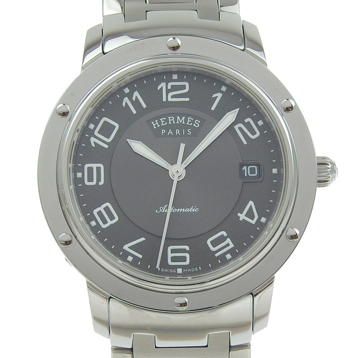 Gebrauchte Hermes HERMES Clipper Uhr CP2.810 Edelstahl Automatik Graues Zifferblatt Herren 