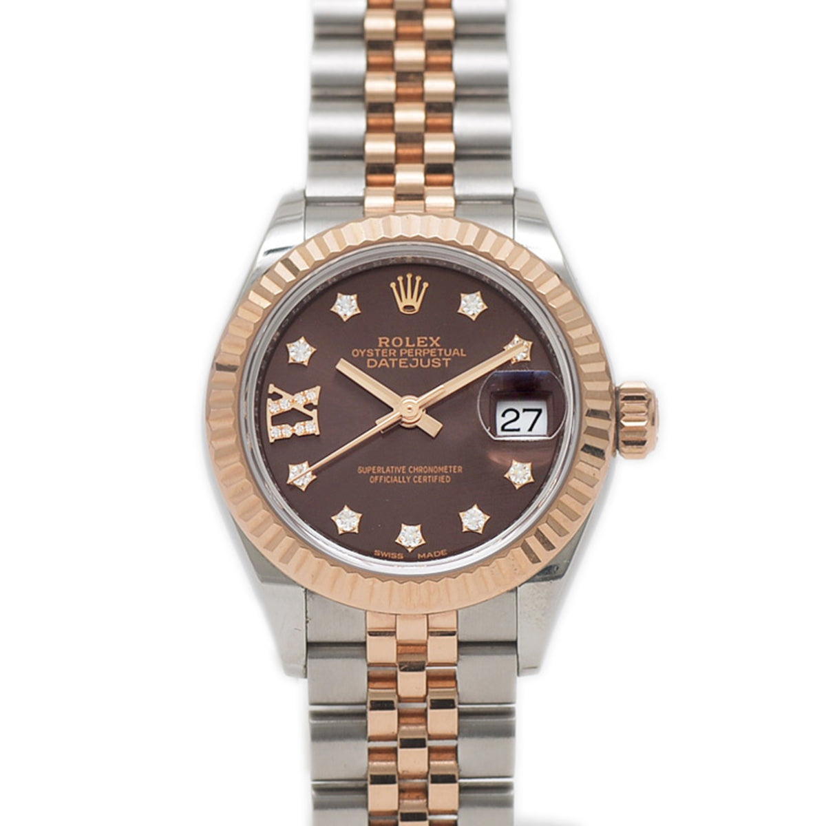 Gebrauchte Rolex Datejust 279171G Uhr Schokoladenzifferblatt Star IX Diamant Damen BP 