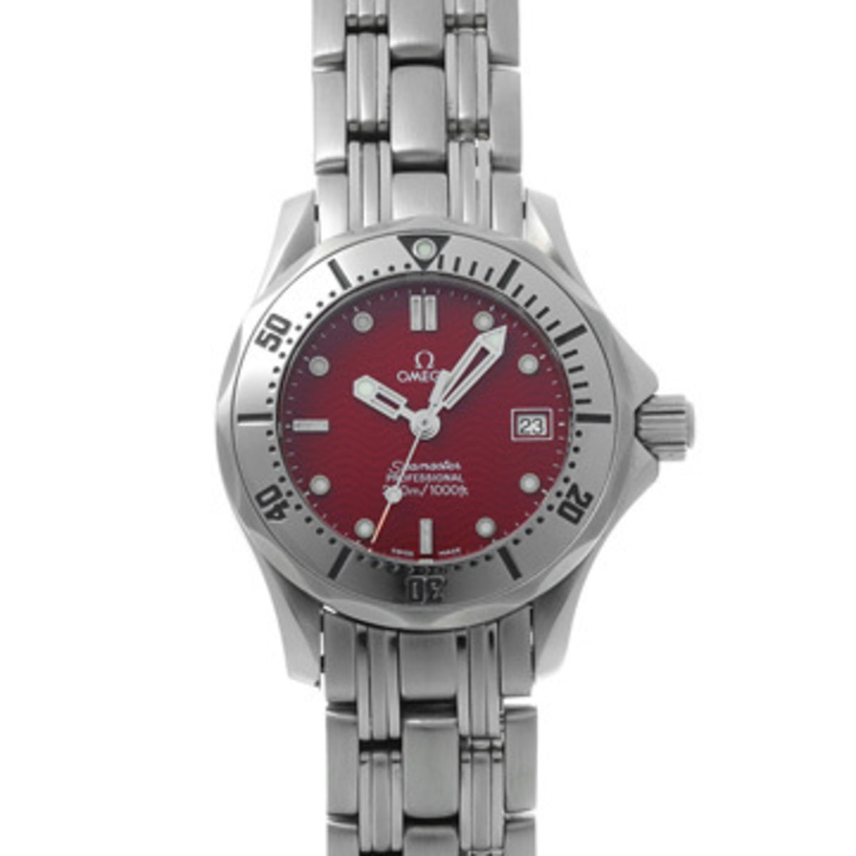 Pre-Owned Omega Seamaster Professional 300 2582.61 Red Ladies Quartz Watch (Pre-owned) - Ginzo