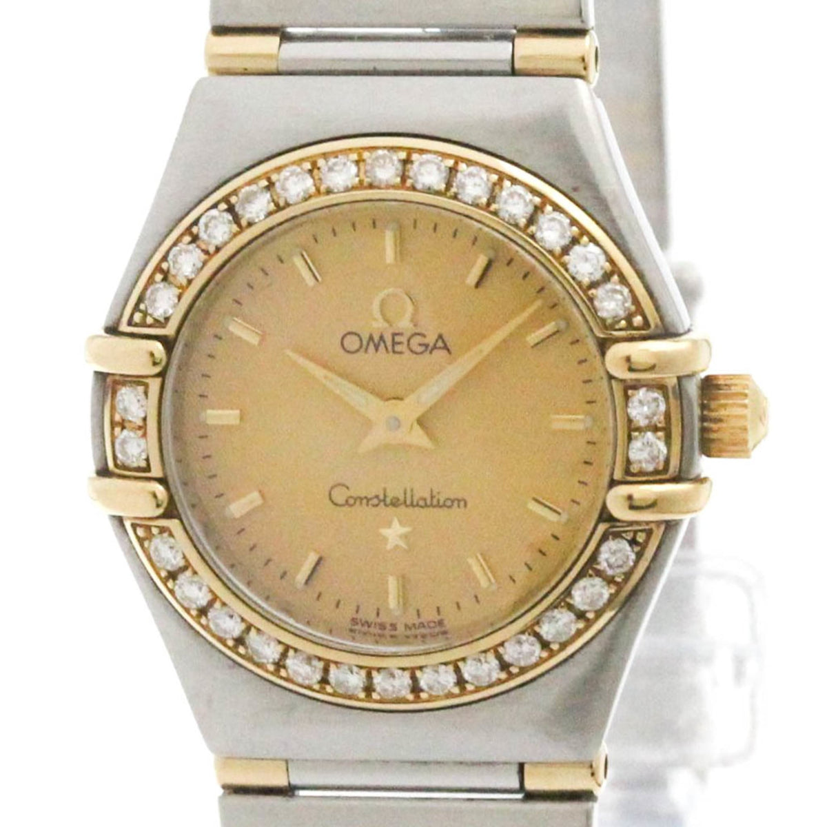 Pre-Owned OMEGA Constellation Diamond 18K Gold Steel Watch 1367.10 Polished