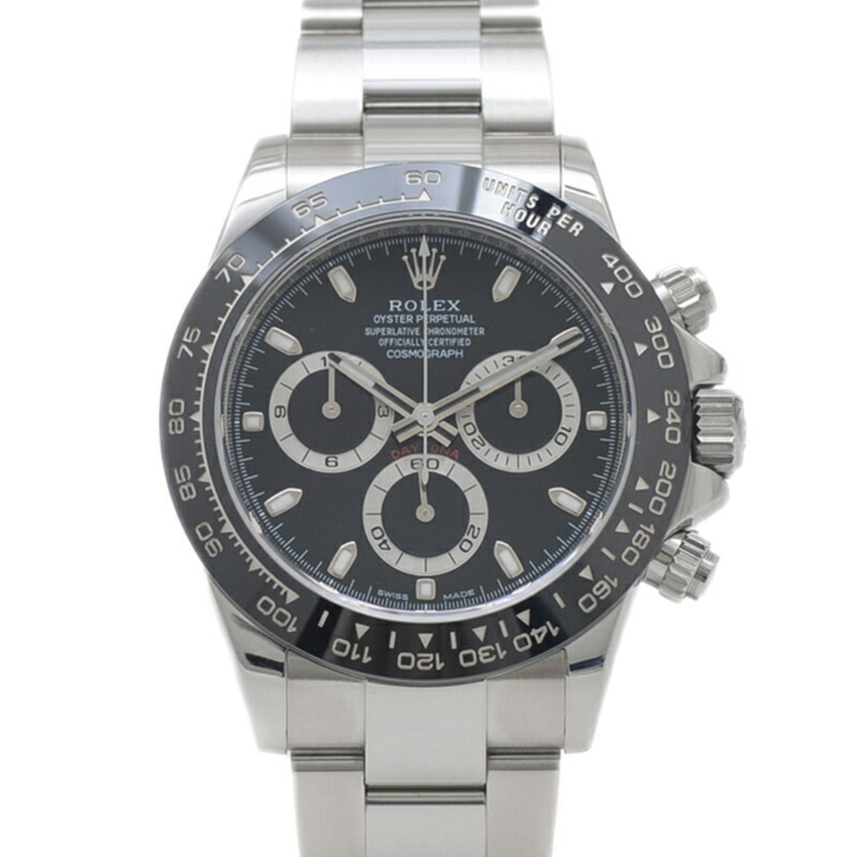 Gebrauchte Rolex Daytona 116500LN Uhr, schwarzes Zifferblatt, Edelstahl, zufällige Seriennummer, 2017, Herren 