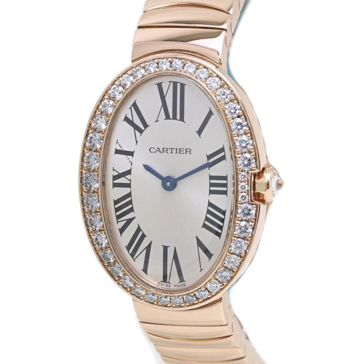 Pre-Owned CARTIER Baignoire SM Diamond Bezel WB520002 18K Pink Gold Women's Watch 40026