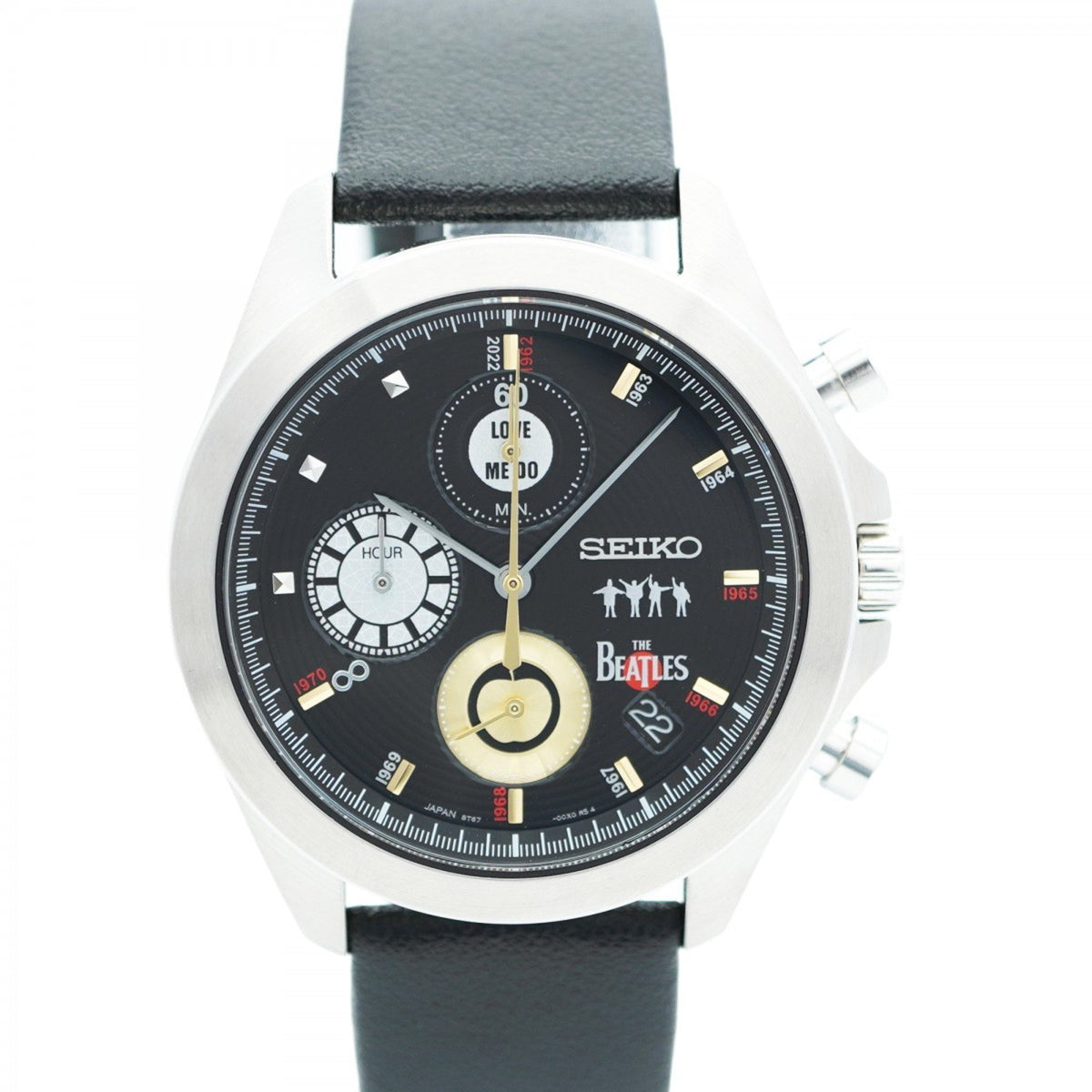 Pre-Owned Seiko THE BEATLES LOVE ME DO 60th Anniversary 8T67-00X0 Men's Black Dial Watch