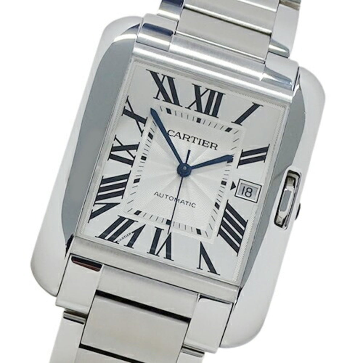 Gebrauchte Cartier Herren Tank Anglaise XL Date Automatik AT Edelstahl W5310008 Silber Quadrat Poliert 