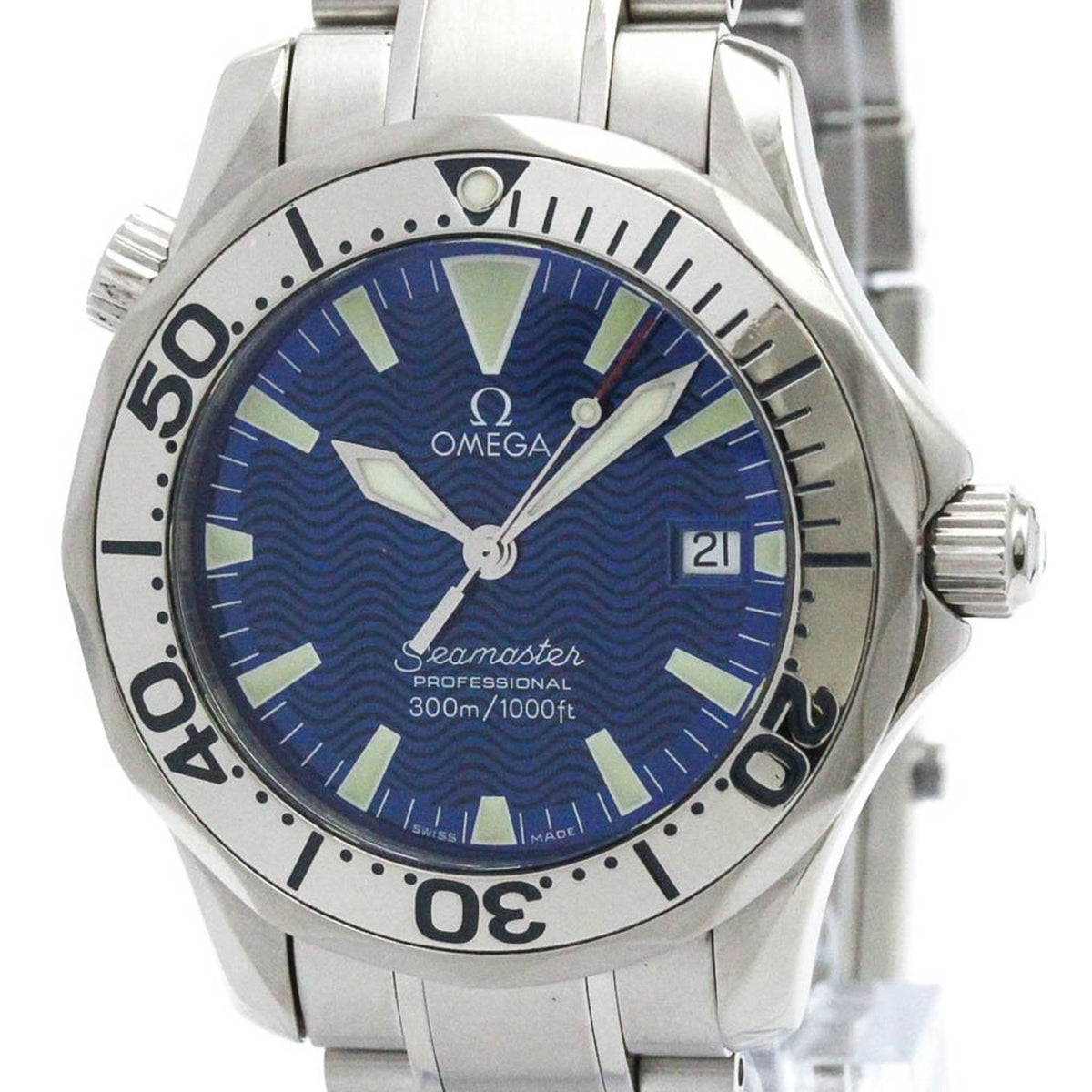 Gebrauchte, polierte OMEGA Seamaster Professional 300M Stahluhr mittlerer Größe 2263.80 BF580411 