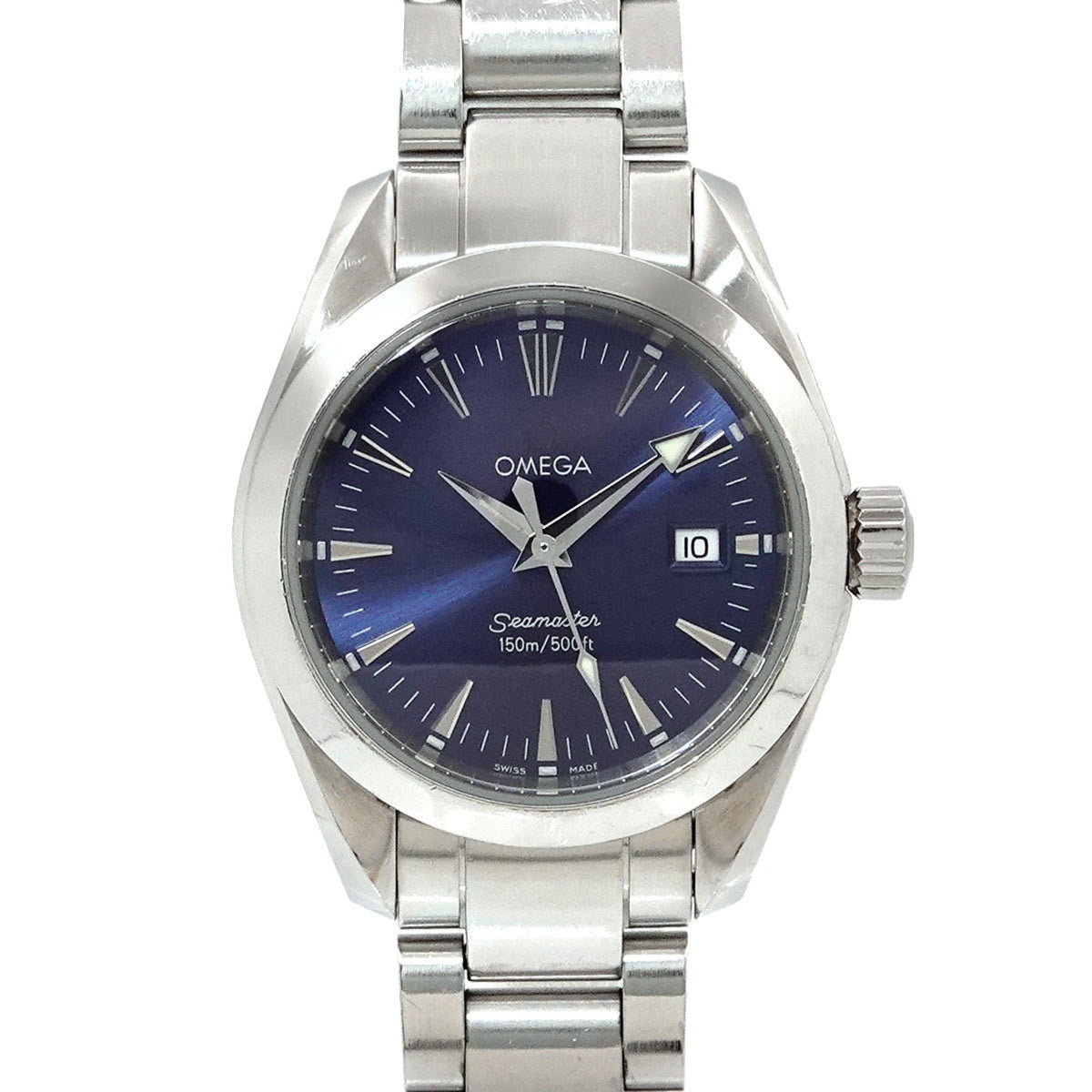 Gebrauchte OMEGA Seamaster Aqua Terra 2577 80 Damenuhr Datum Marineblau Quarz 