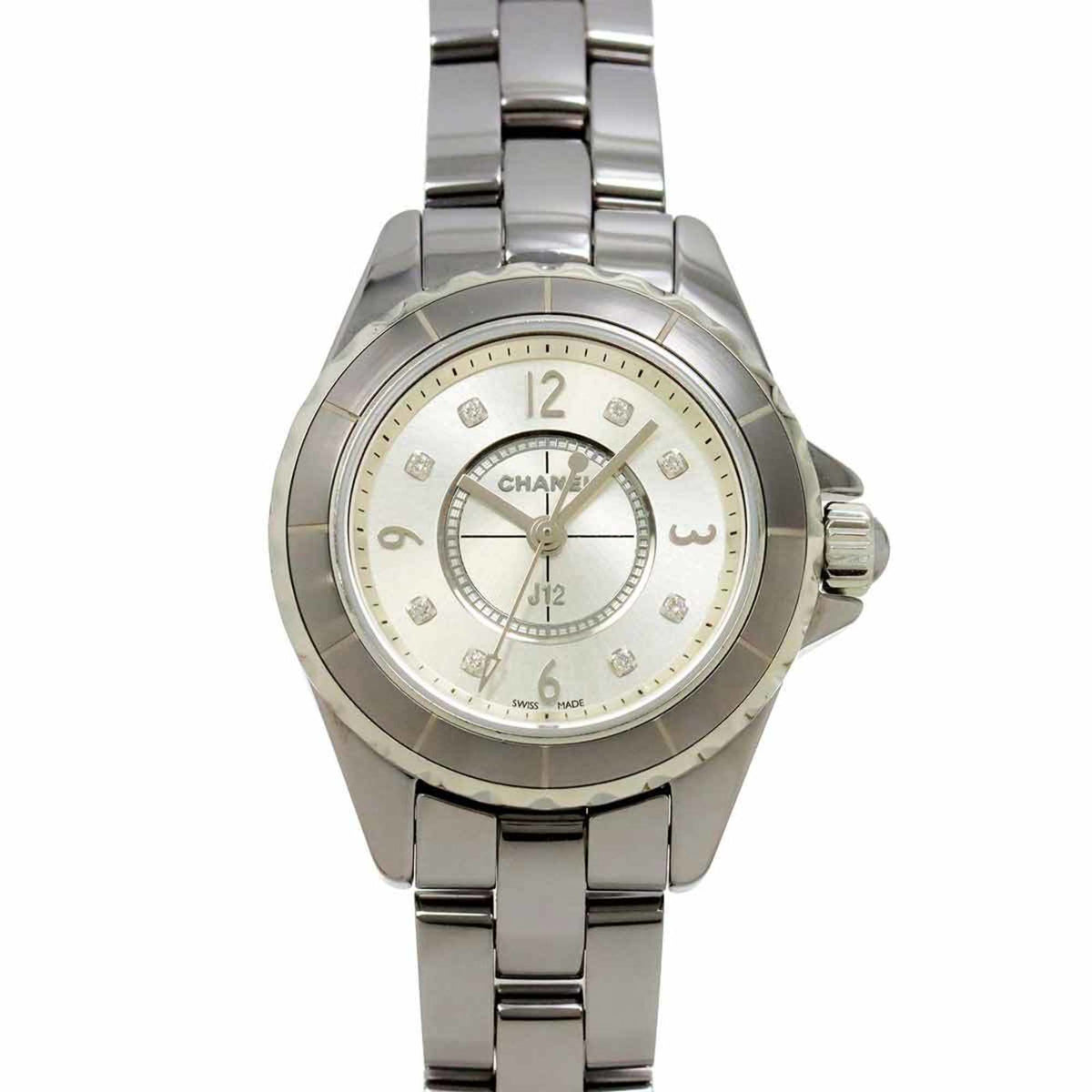 Pre-Owned CHANEL J12 Chromatic 29mm H3401 Women's Watch with Date Display, 8 Diamonds, Silver Quartz Movement