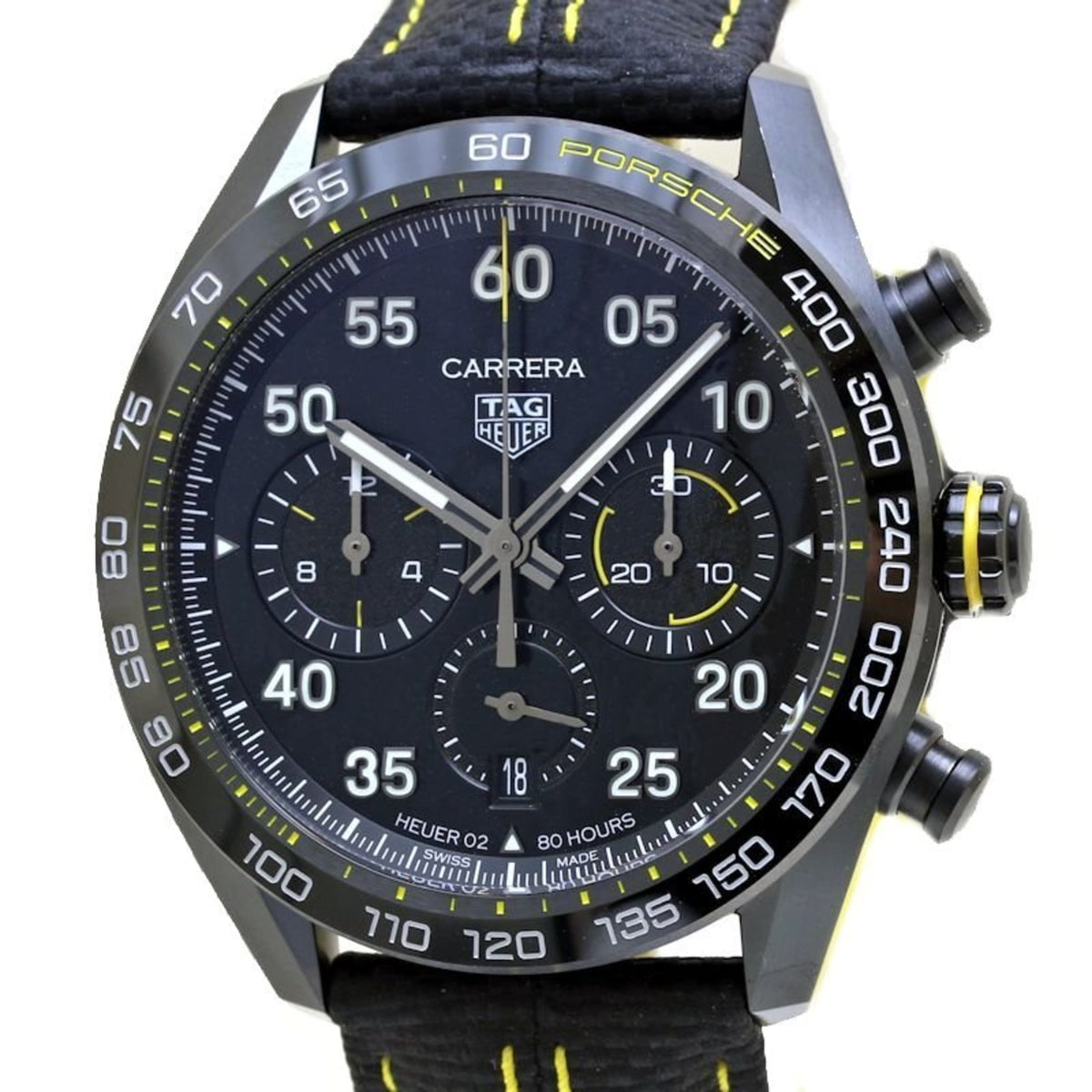 Gebrauchte TAG HEUER Carrera Heuer 02 Porsche Limited Edition CBN2A1H.FC6512 Keramik x SS (DLC) Leder Herrenuhr 39806 